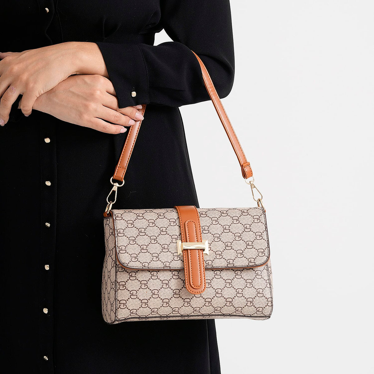 Monogram Pattern Crossbody Bag - Light Khaki 8202720 4
