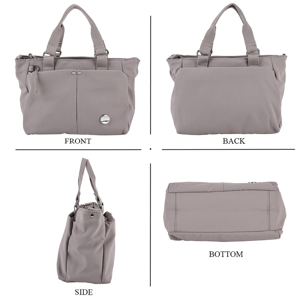 Travel Multi-Compartment Top-Handle Tote Bag with Adjustable Crossbody Strap - Light Mauve