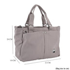 Travel Multi-Compartment Top-Handle Tote Bag with Adjustable Crossbody Strap - Light Mauve