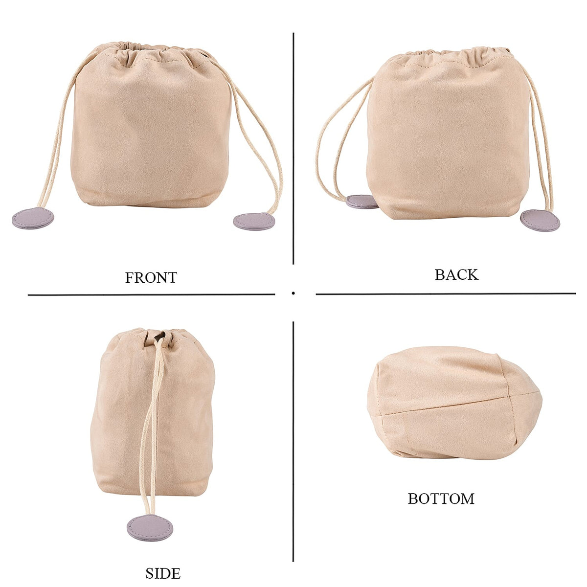 Designer Inspired Finest Italian Leather Bucket Bag with Internal Drawstring Pouch &amp; Shoulder Strap - Lilac V32645361 9