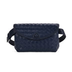 Elegant Intrecciato Crossbody Bag with Adjustable Strap - Navy