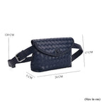 Elegant Intrecciato Crossbody Bag with Adjustable Strap - Navy