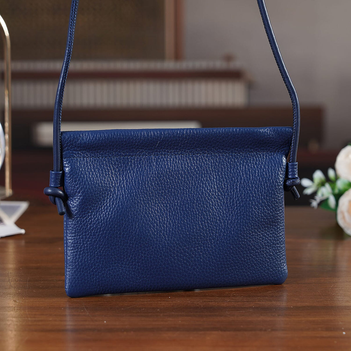 Genuine Leather Slim Crossbody Bag - Blue 8413805 2