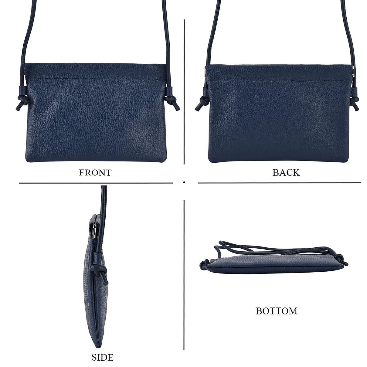 Genuine Leather Slim Crossbody Bag - Blue 8413805 5
