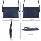 Genuine Leather Slim Crossbody Bag - Blue