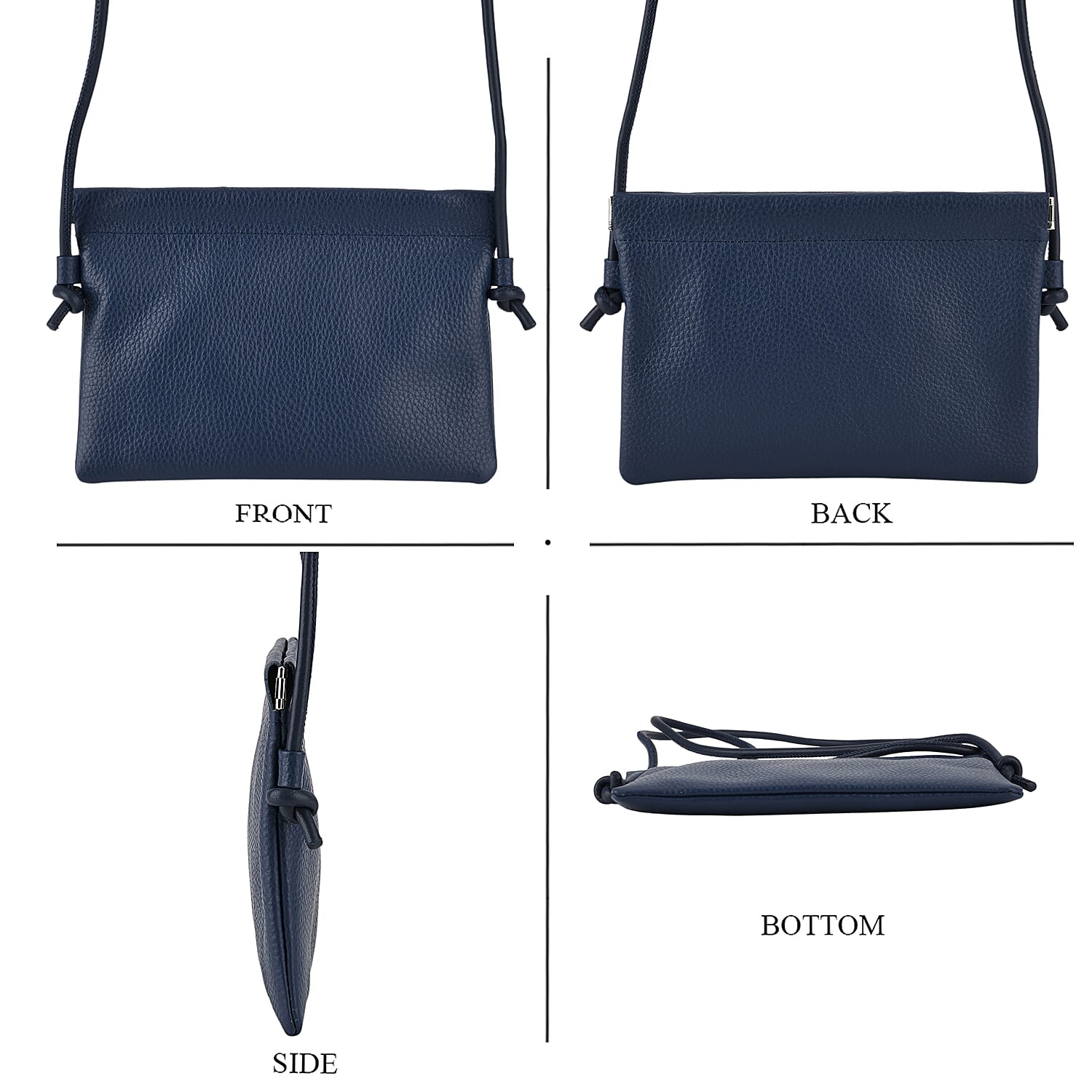 Genuine Leather Slim Crossbody Bag - Blue 8413805 5