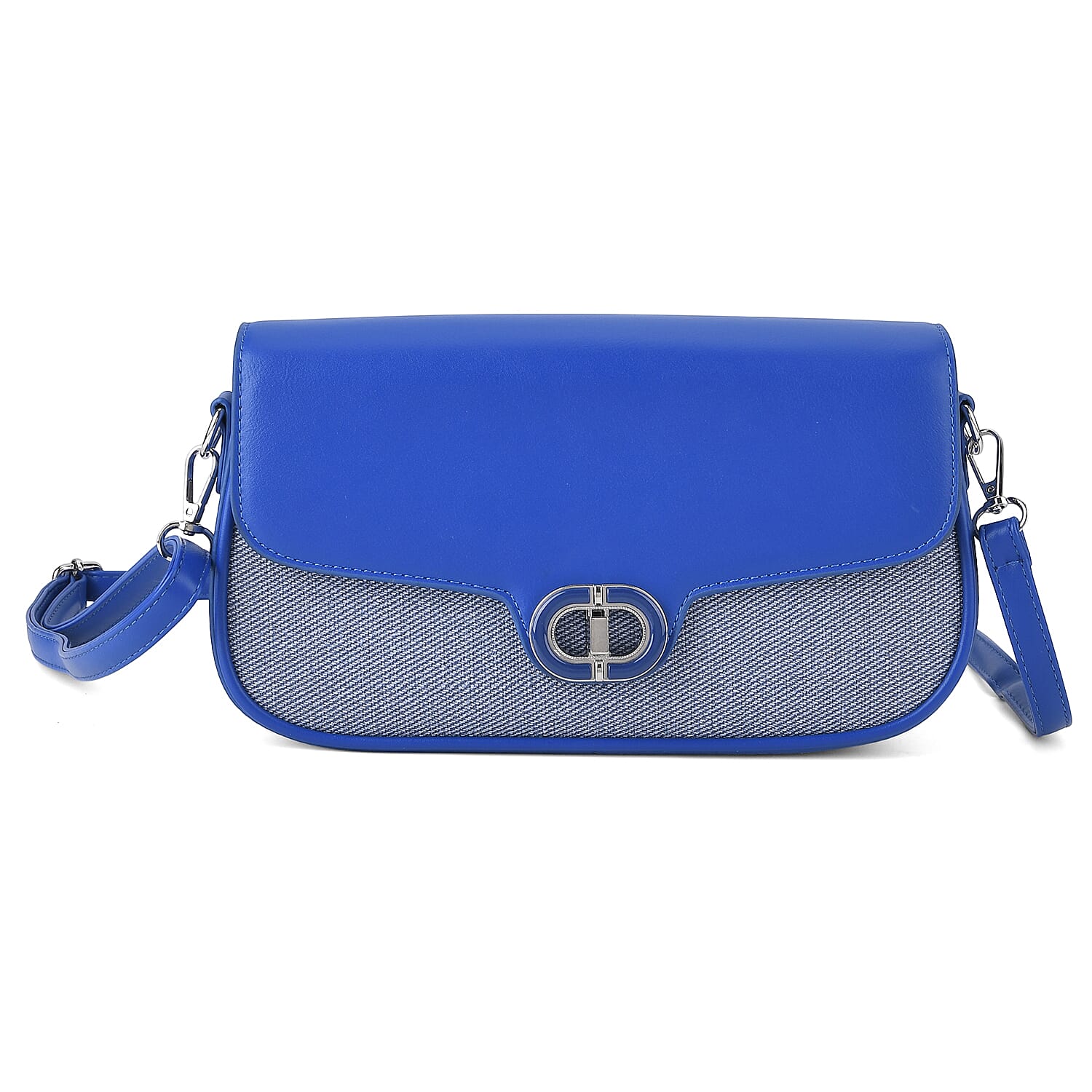 Designer Inspired - Convertible Dual-Strap Convertible Baguette Crossbody &amp; Shoulder Bag - Navy Blue V32514186 6