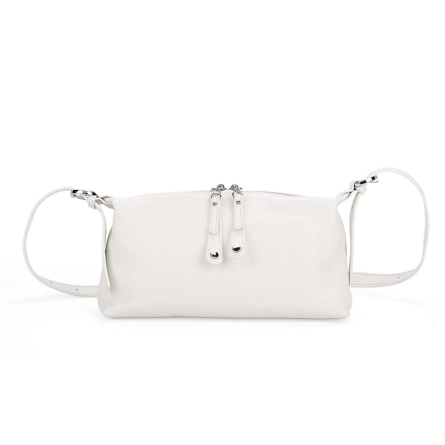 100% Genuine Leather Full Grain  Crossbody Bag with Adjustable Strap - Ivory 8160704 0