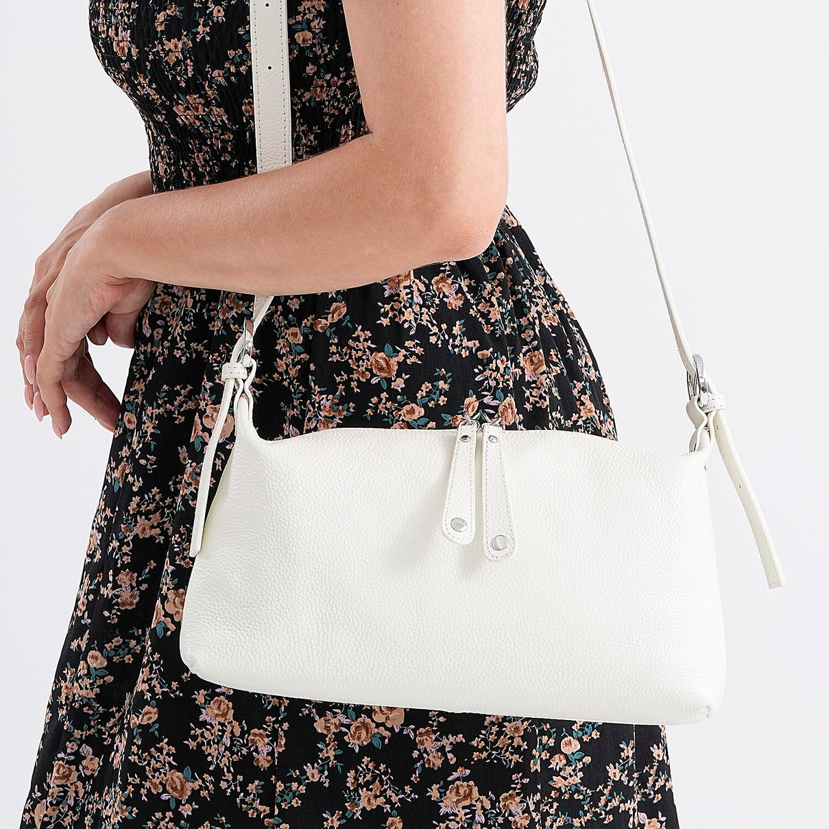 100% Genuine Leather Full Grain  Crossbody Bag with Adjustable Strap - Ivory 8160704 4