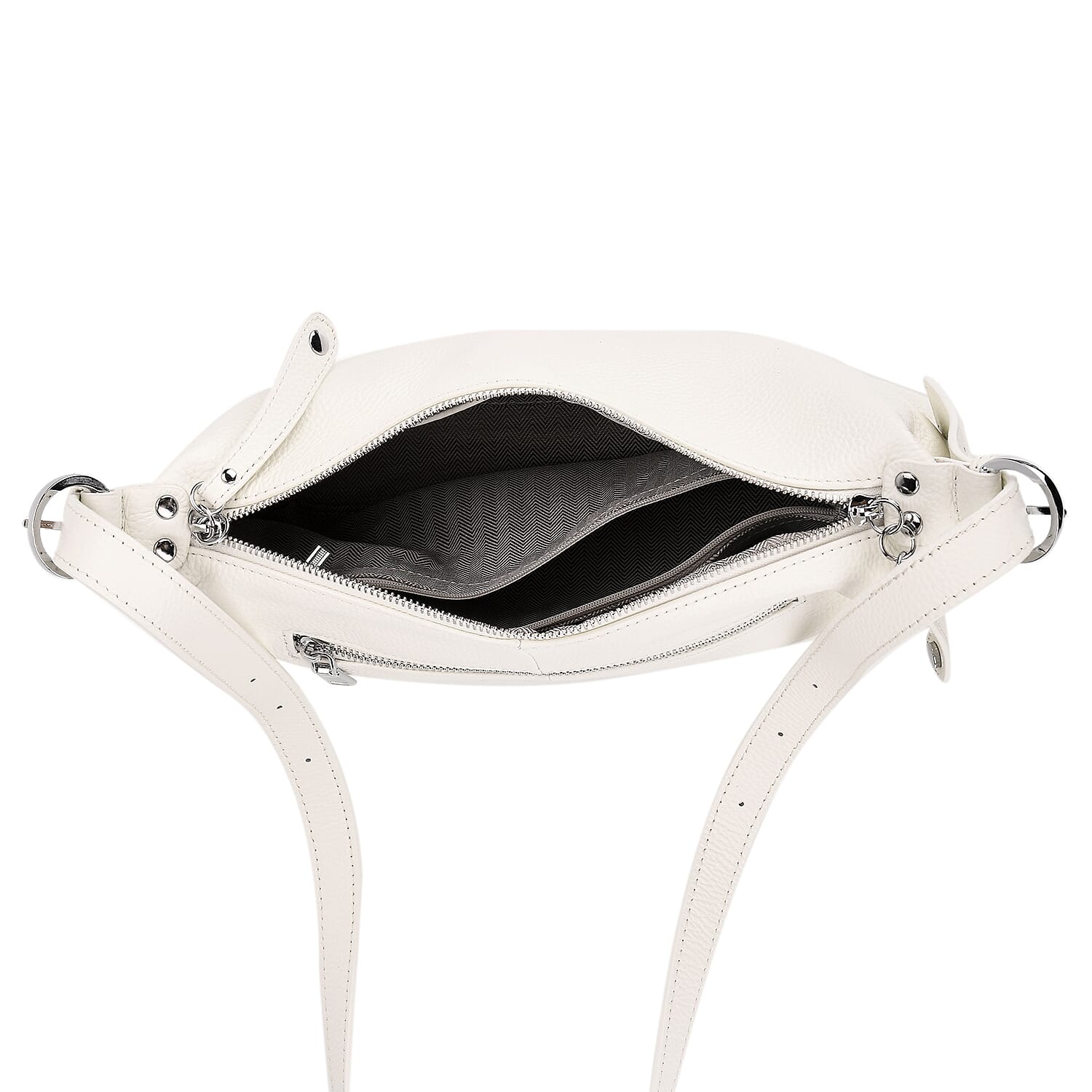 100% Genuine Leather Full Grain  Crossbody Bag with Adjustable Strap - Ivory 8160704 6
