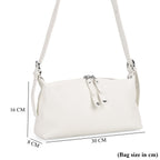 100% Genuine Leather Full Grain  Crossbody Bag with Adjustable Strap - Ivory