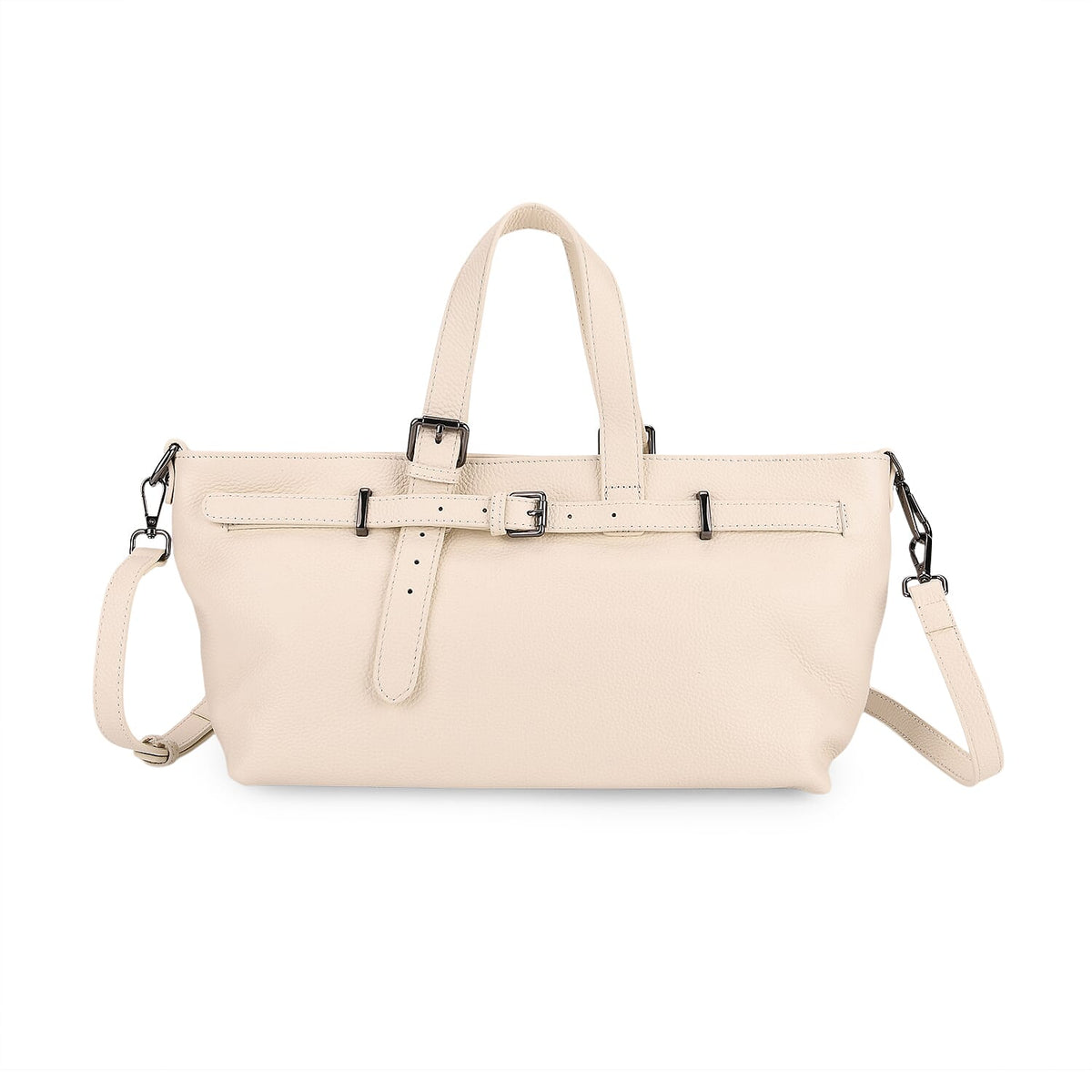 Vicenza 2025 Autumn/Winter Collection - Genuine Leather Belt-detail Crossbody Bag with Detachable Shoulder Strap - Cream V32521960 0