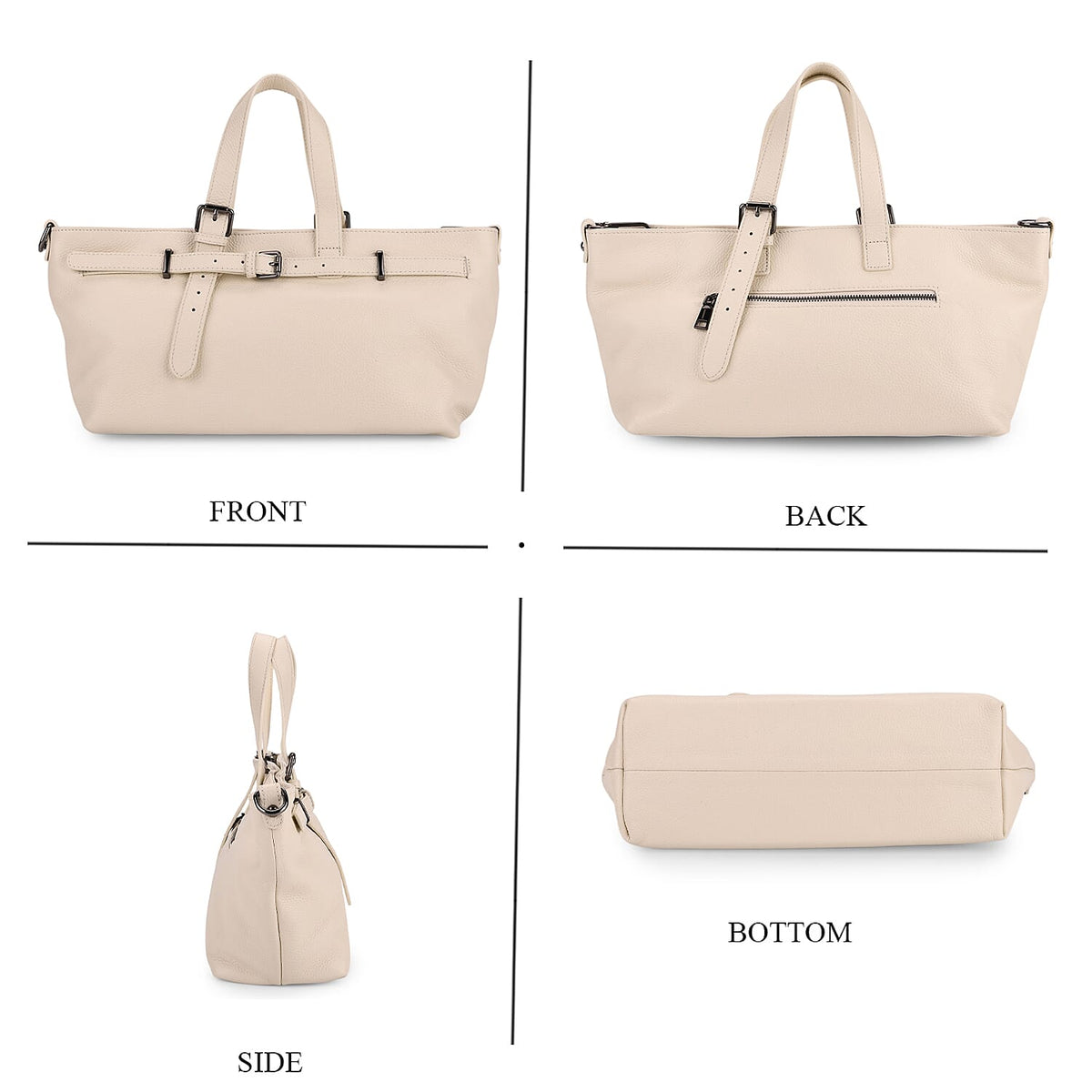 Vicenza 2025 Autumn/Winter Collection - Genuine Leather Belt-detail Crossbody Bag with Detachable Shoulder Strap - Cream V32521960 4