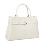 Designer Inspired- 100% Genuine Leather Tote  Bag - Ivory