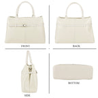 Designer Inspired- 100% Genuine Leather Tote  Bag - Ivory