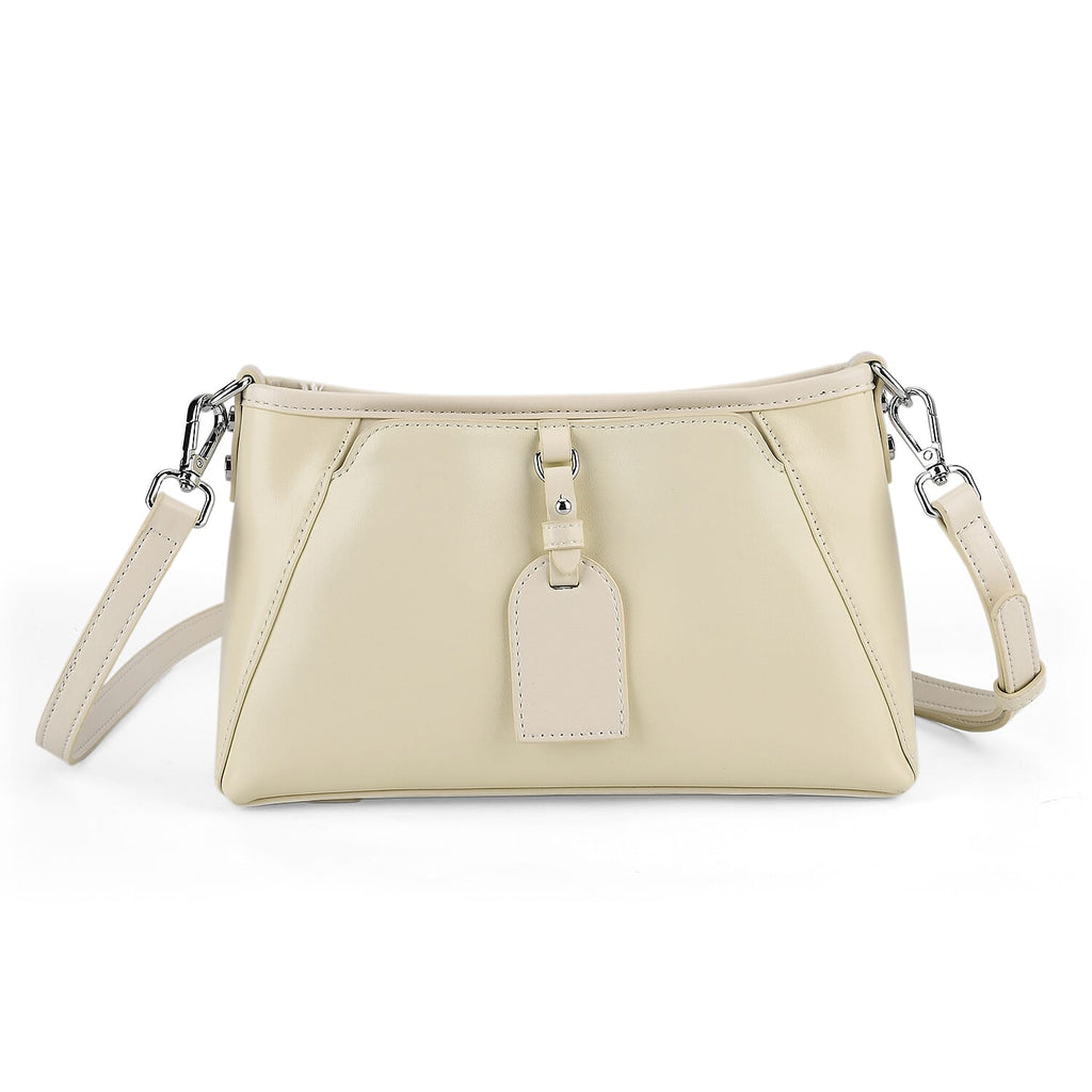 Limited Edition Designer Inspired - Premium Leather Shoulder Bag with Dual Interchangeable Straps - Off White