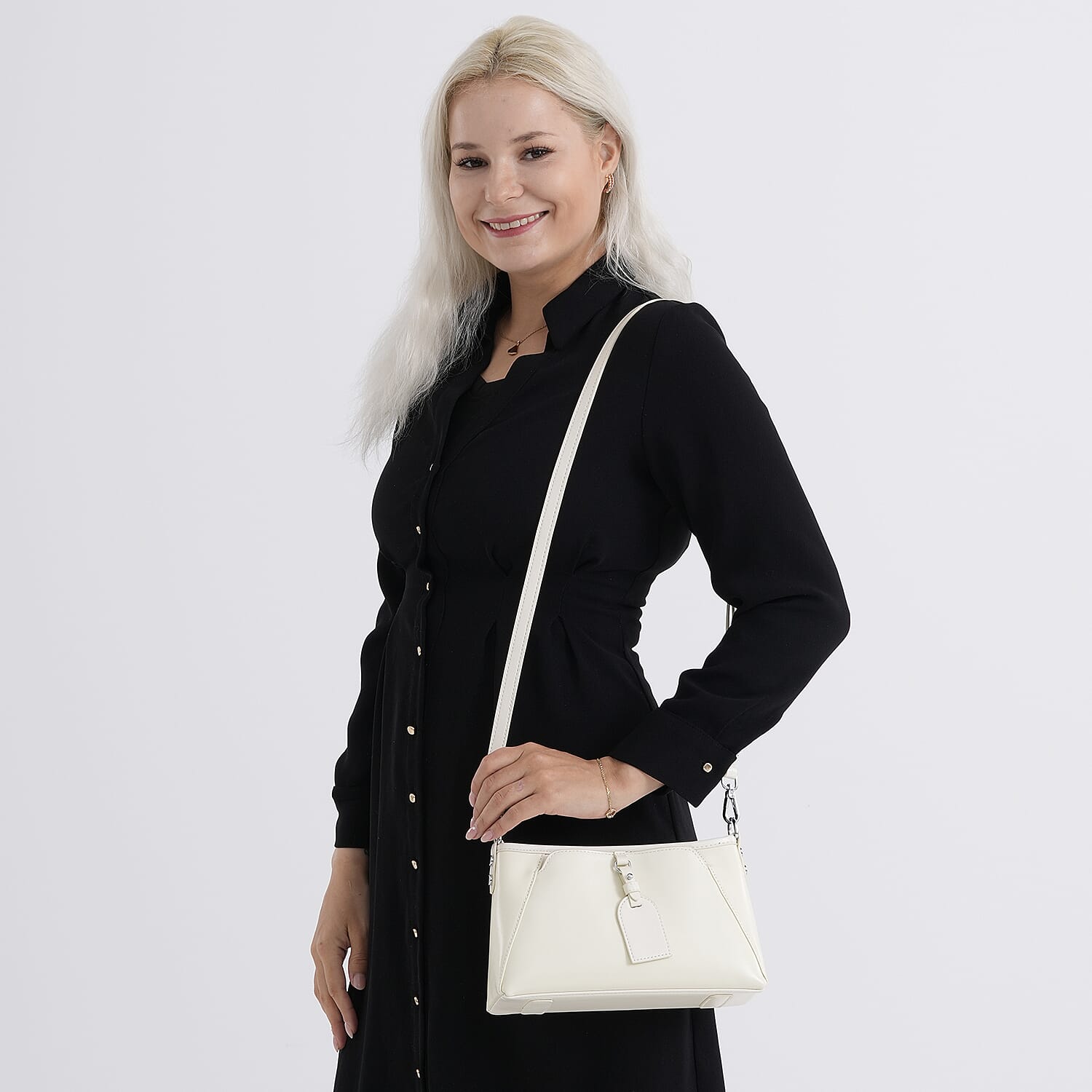 Limited Edition Designer Inspired - Premium Leather Shoulder Bag with Dual Interchangeable Straps - Off White V32525399 3