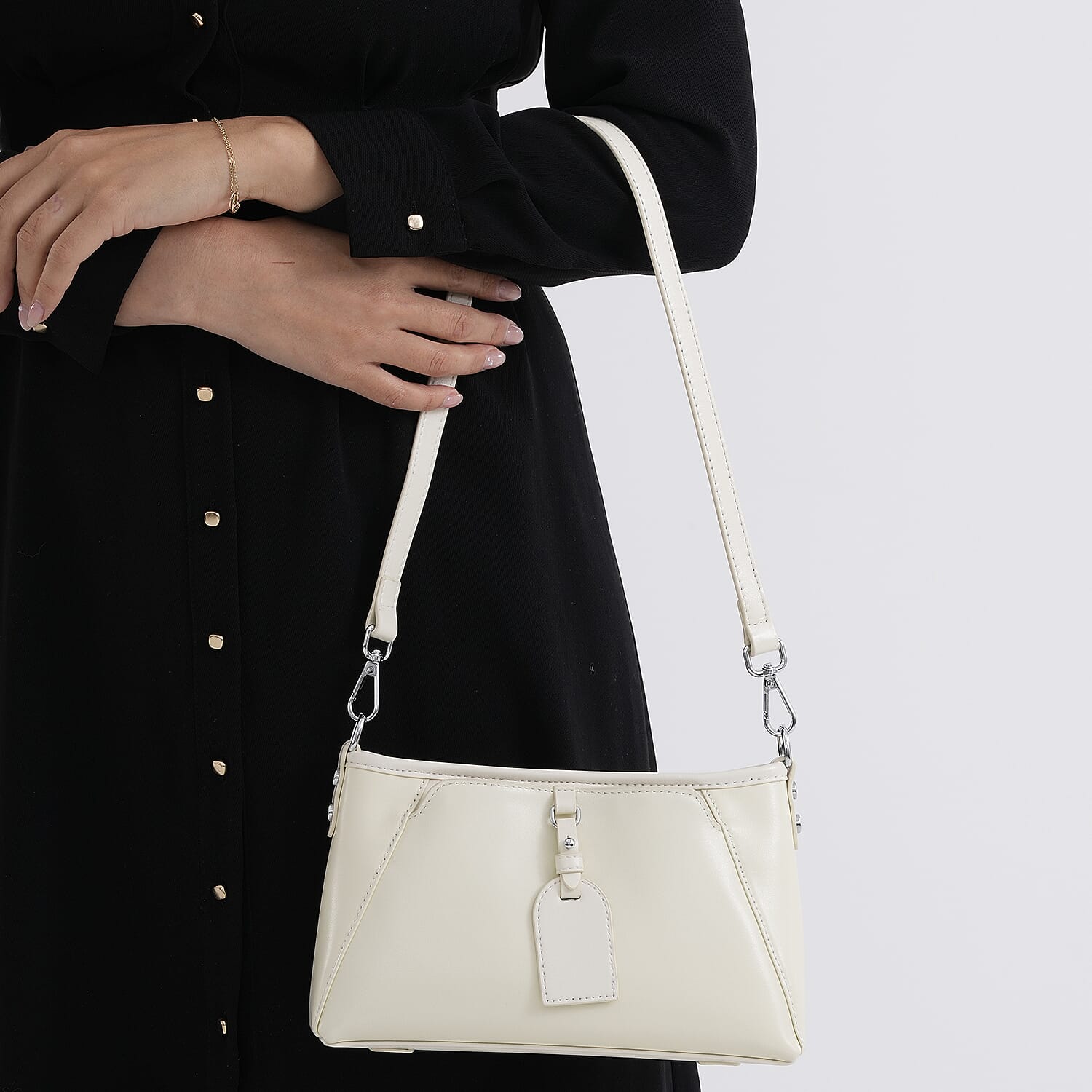 Limited Edition Designer Inspired - Premium Leather Shoulder Bag with Dual Interchangeable Straps - Off White V32525399 4