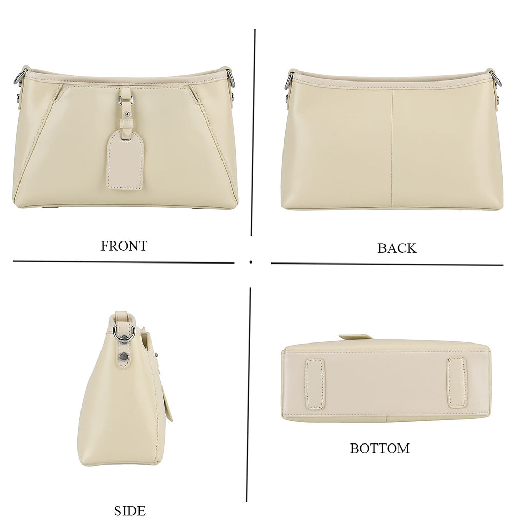 Limited Edition Designer Inspired - Premium Leather Shoulder Bag with Dual Interchangeable Straps - Off White