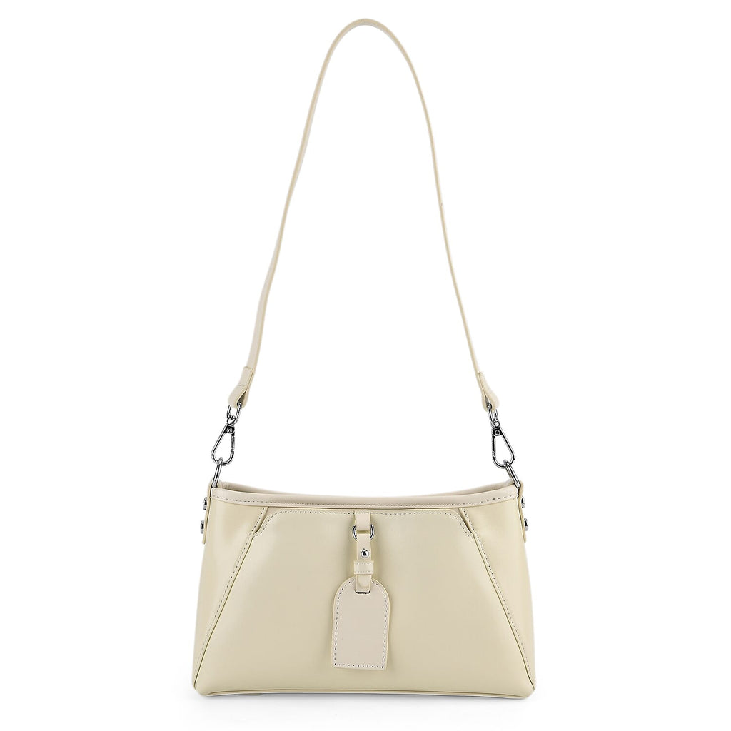 Limited Edition Designer Inspired - Premium Leather Shoulder Bag with Dual Interchangeable Straps - Off White