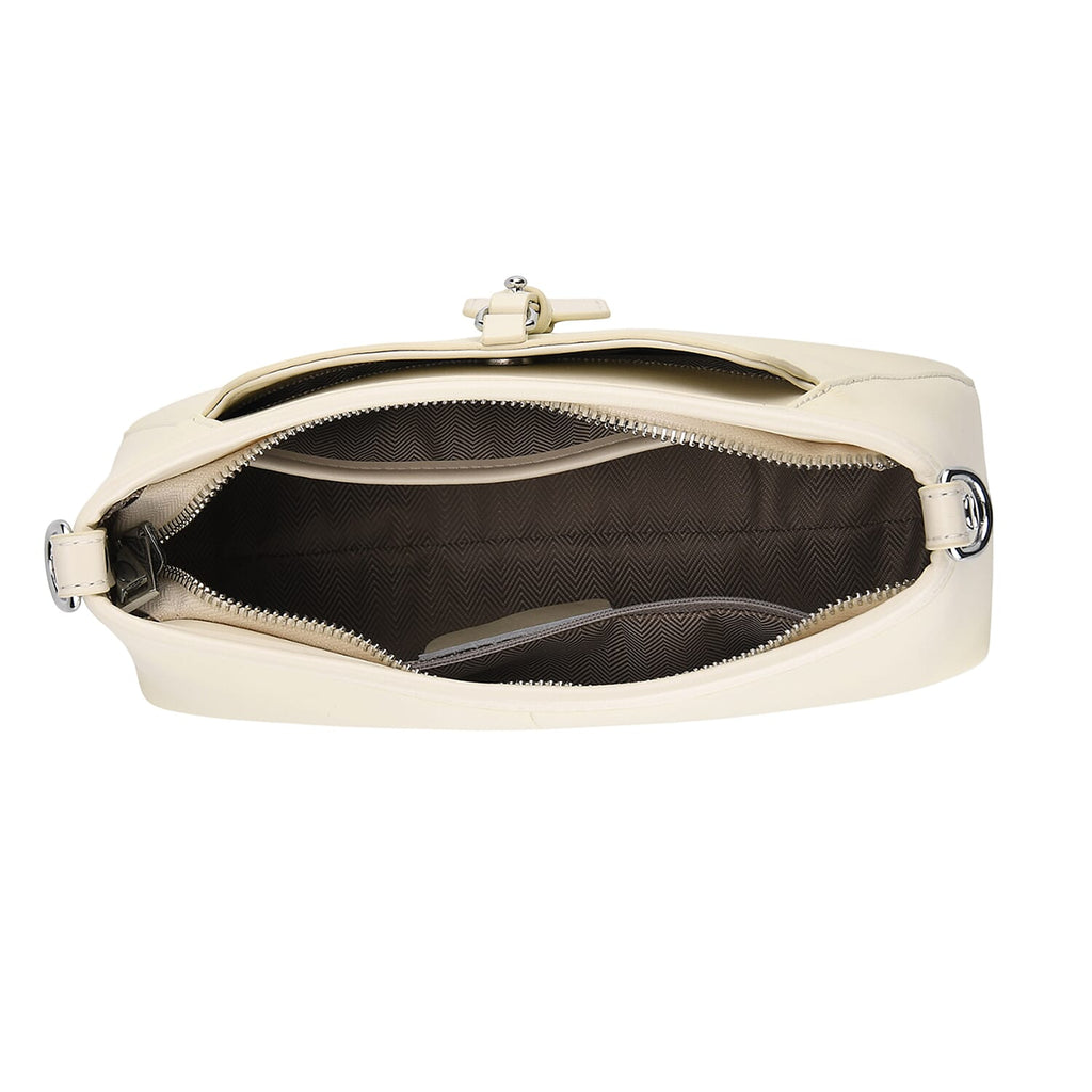 Limited Edition Designer Inspired - Premium Leather Shoulder Bag with Dual Interchangeable Straps - Off White