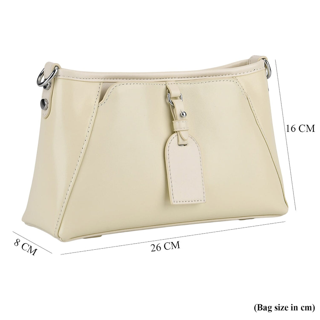 Limited Edition Designer Inspired - Premium Leather Shoulder Bag with Dual Interchangeable Straps - Off White