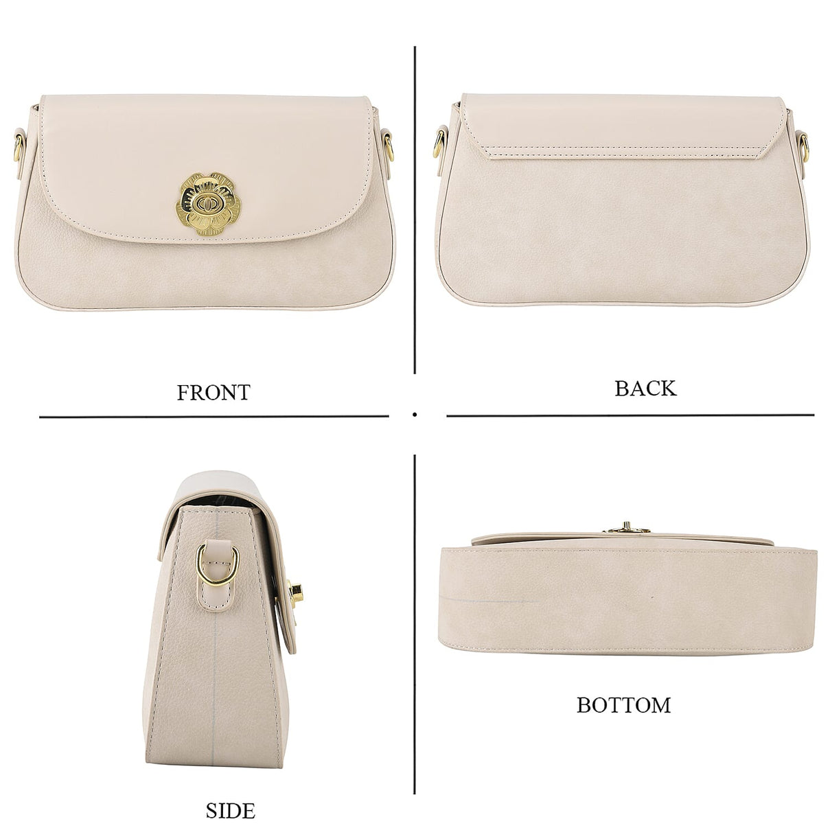 Designer Inspired - Convertible Clutch &amp; Baguette Shoulder Bag with Chain Strap - Off White V32523033 5