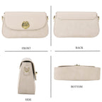 Designer Inspired - Convertible Clutch & Baguette Shoulder Bag with Chain Strap - Off White