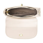 Designer Inspired - Convertible Clutch & Baguette Shoulder Bag with Chain Strap - Off White