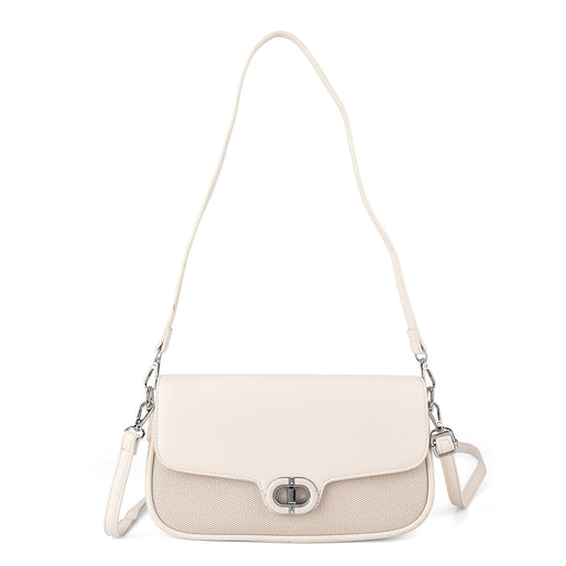 Designer Inspired - Convertible Dual-Strap Convertible Baguette Crossbody & Shoulder Bag - Brown