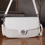 Designer Inspired - Convertible Dual-Strap Convertible Baguette Crossbody & Shoulder Bag - Off White