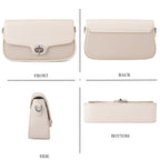 Designer Inspired - Convertible Dual-Strap Convertible Baguette Crossbody & Shoulder Bag - Off White
