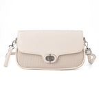 Designer Inspired - Convertible Dual-Strap Convertible Baguette Crossbody & Shoulder Bag - Off White