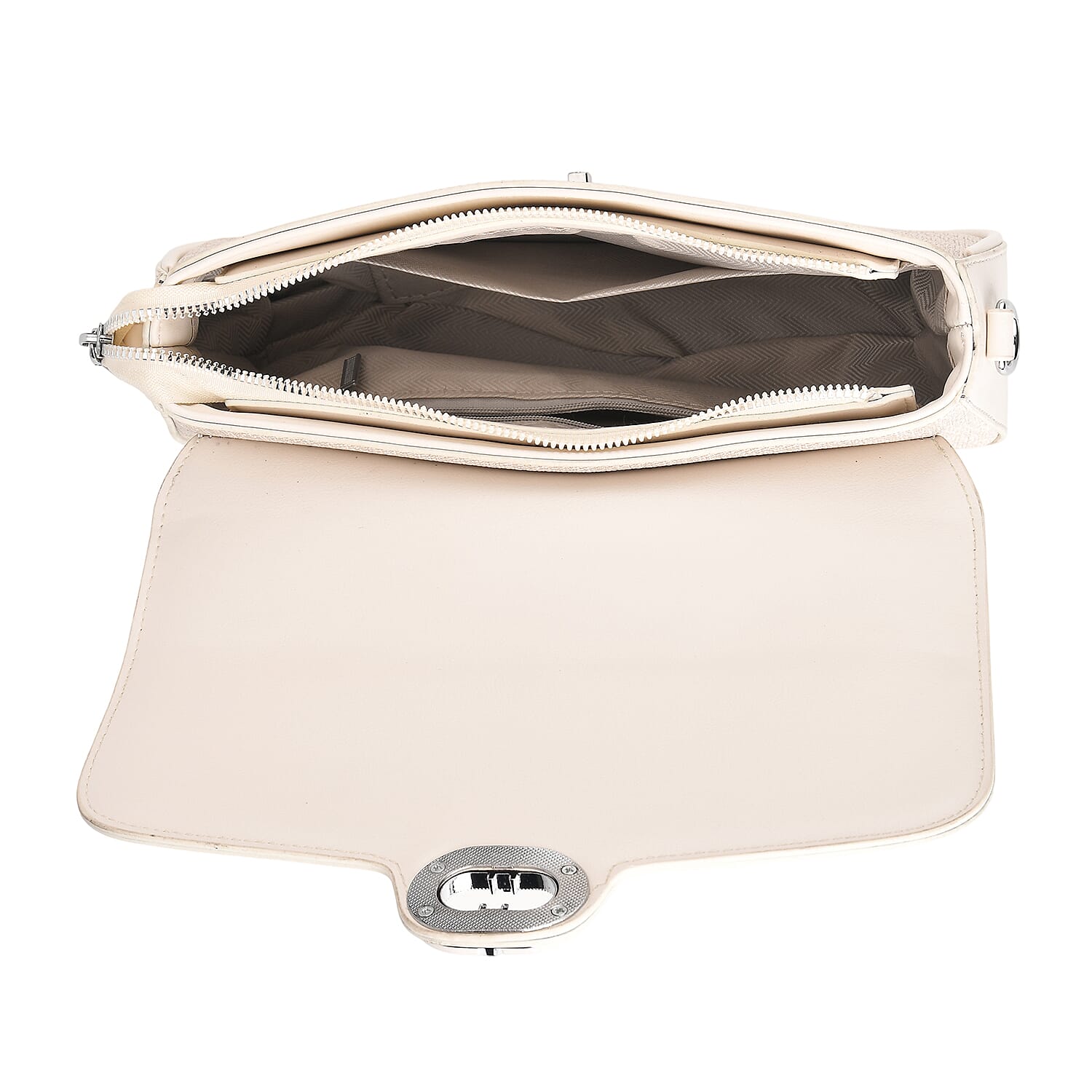 Designer Inspired - Convertible Dual-Strap Convertible Baguette Crossbody &amp; Shoulder Bag - Off White V32514194 7