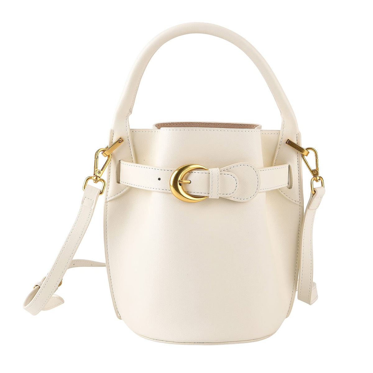Designer Inspired Finest Italian Leather Bucket Bag with Internal Drawstring Pouch &amp; Shoulder Strap - Off White 8479760 5