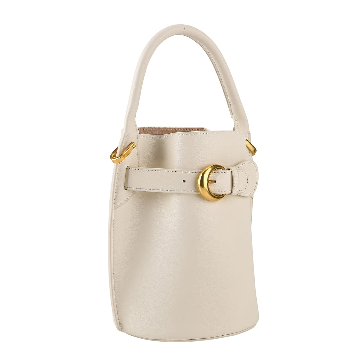 Designer Inspired Finest Italian Leather Bucket Bag with Internal Drawstring Pouch &amp; Shoulder Strap - Off White 8479760 7