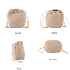 Designer Inspired Genuine Leather Bucket Bag with Internal Drawstring Pouch & Shoulder Strap - Off White