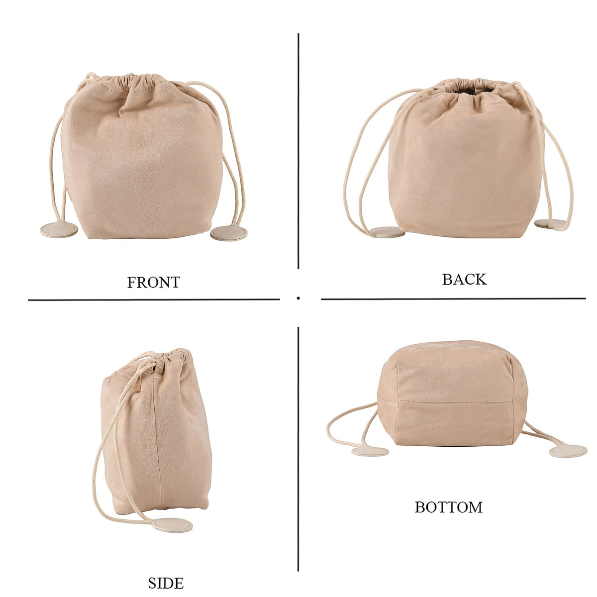 Designer Inspired Finest Italian Leather Bucket Bag with Internal Drawstring Pouch &amp; Shoulder Strap - Off White 8479760 9