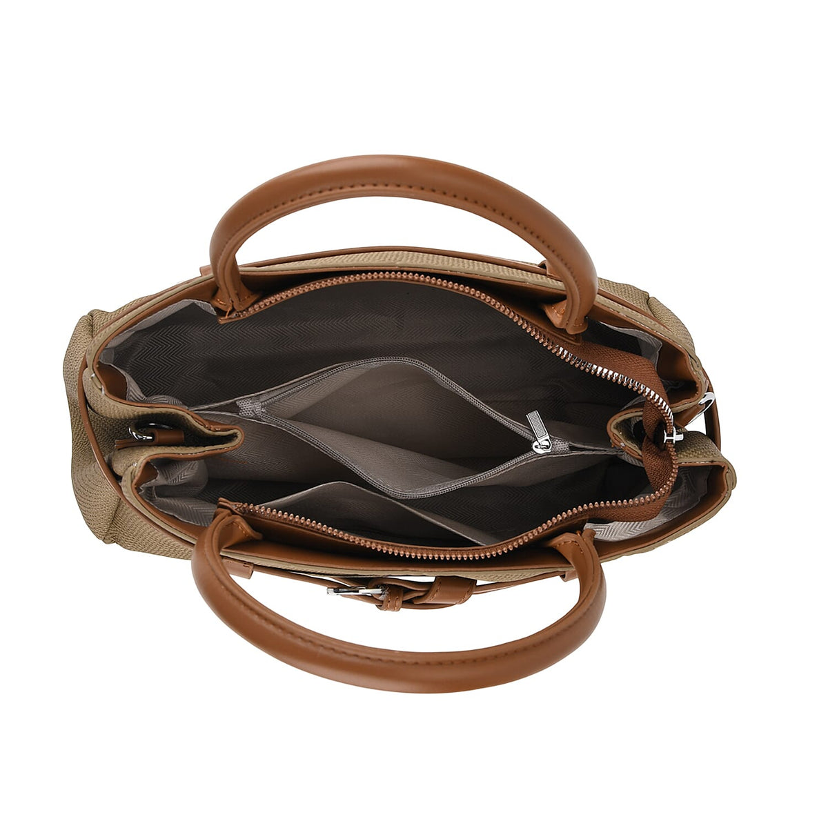 Designer Inspired Satchel-Style Handbag with Belt Detail - Olive V32537779 7