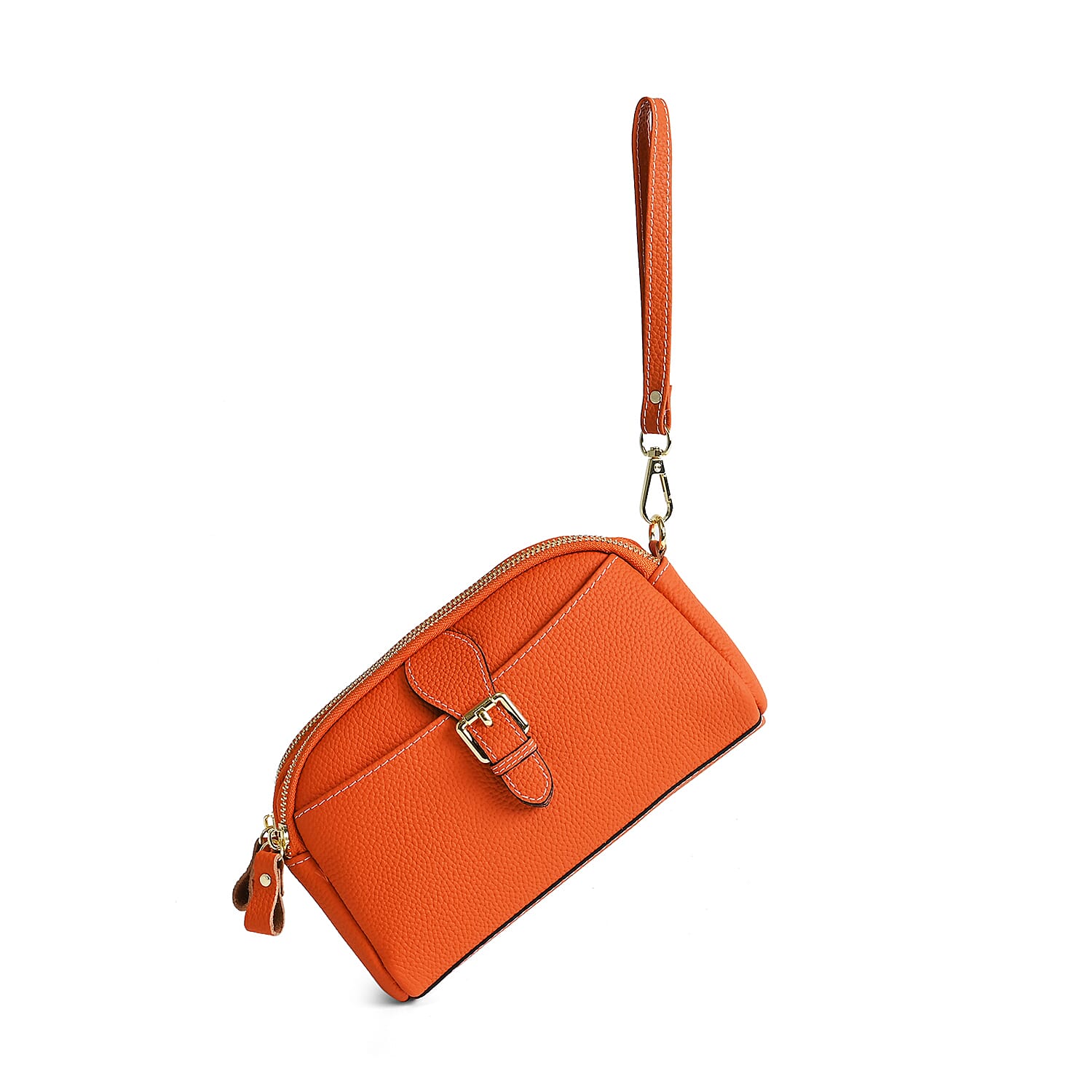 Genuine Leather Classic Crossbody Bag - Orange 8040398 3