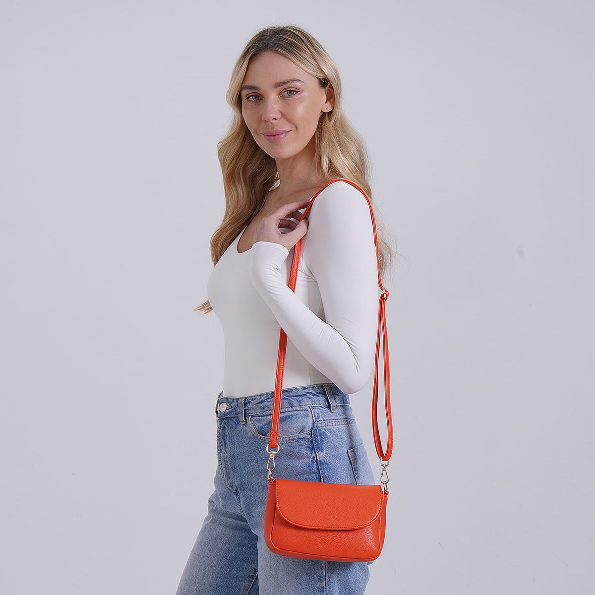 Elegant Flap Crossbody Bag with Adjustable Strap - Orange 8036410 2