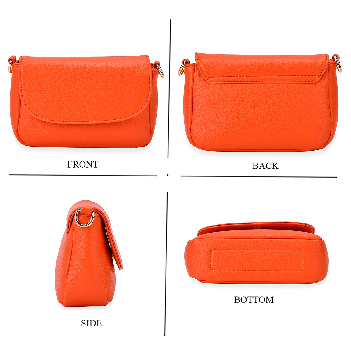 Elegant Flap Crossbody Bag with Adjustable Strap - Orange 8036410 4
