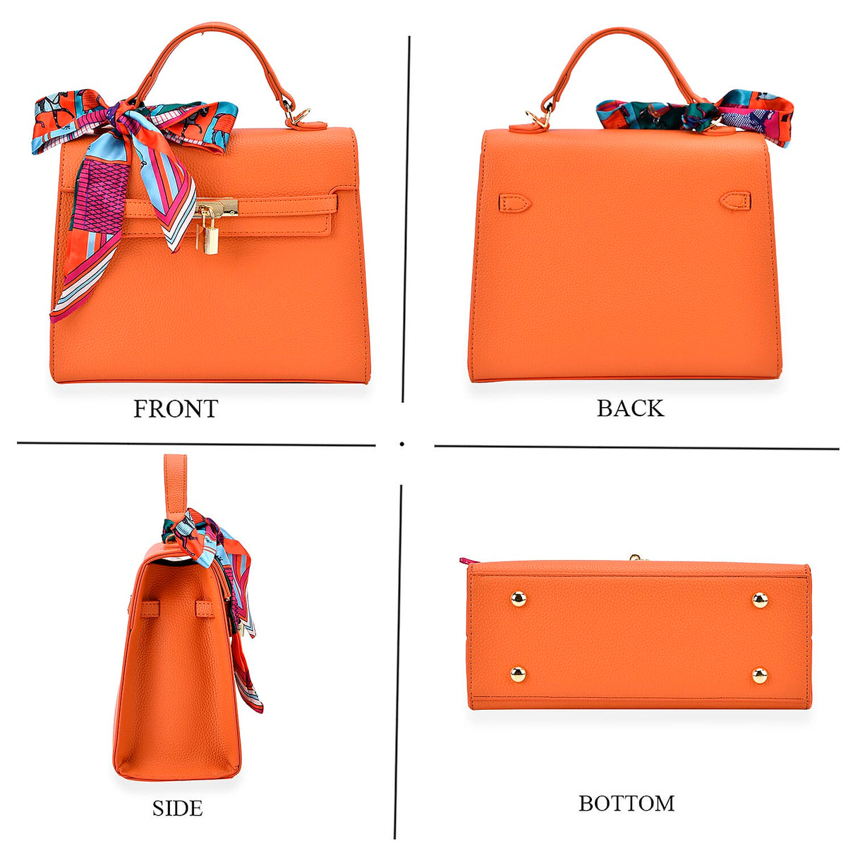 Elegant Crossbody Bag with Scarf &amp; Adjustable Strap - Orange 8042694 4