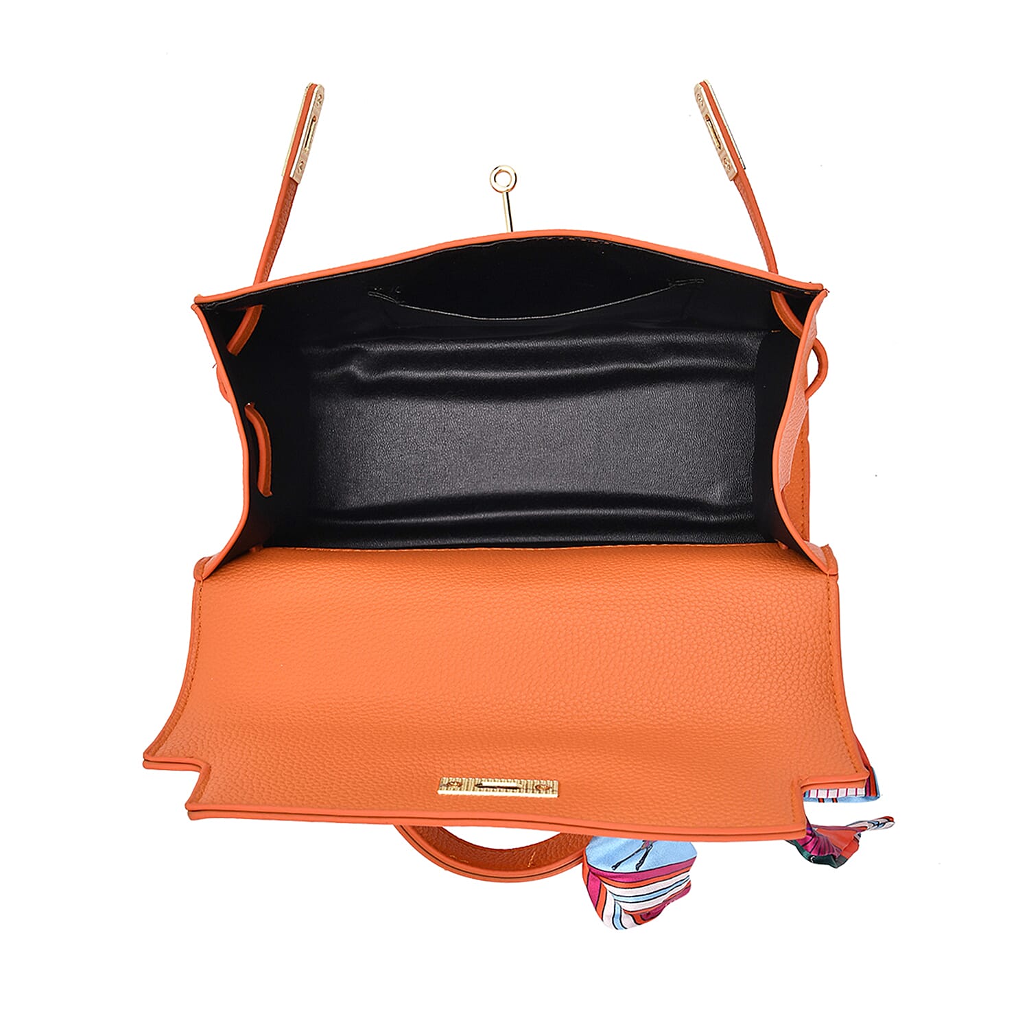 Elegant Crossbody Bag with Scarf &amp; Adjustable Strap - Orange 8042694 5