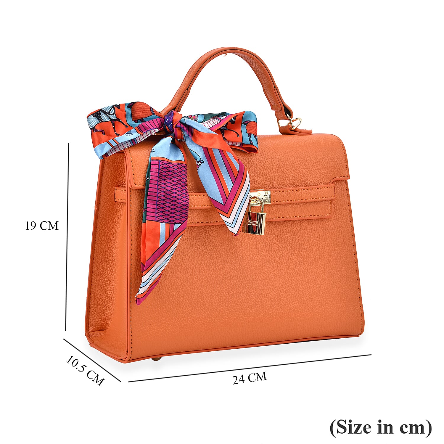 Elegant Crossbody Bag with Scarf &amp; Adjustable Strap - Orange 8042694 6