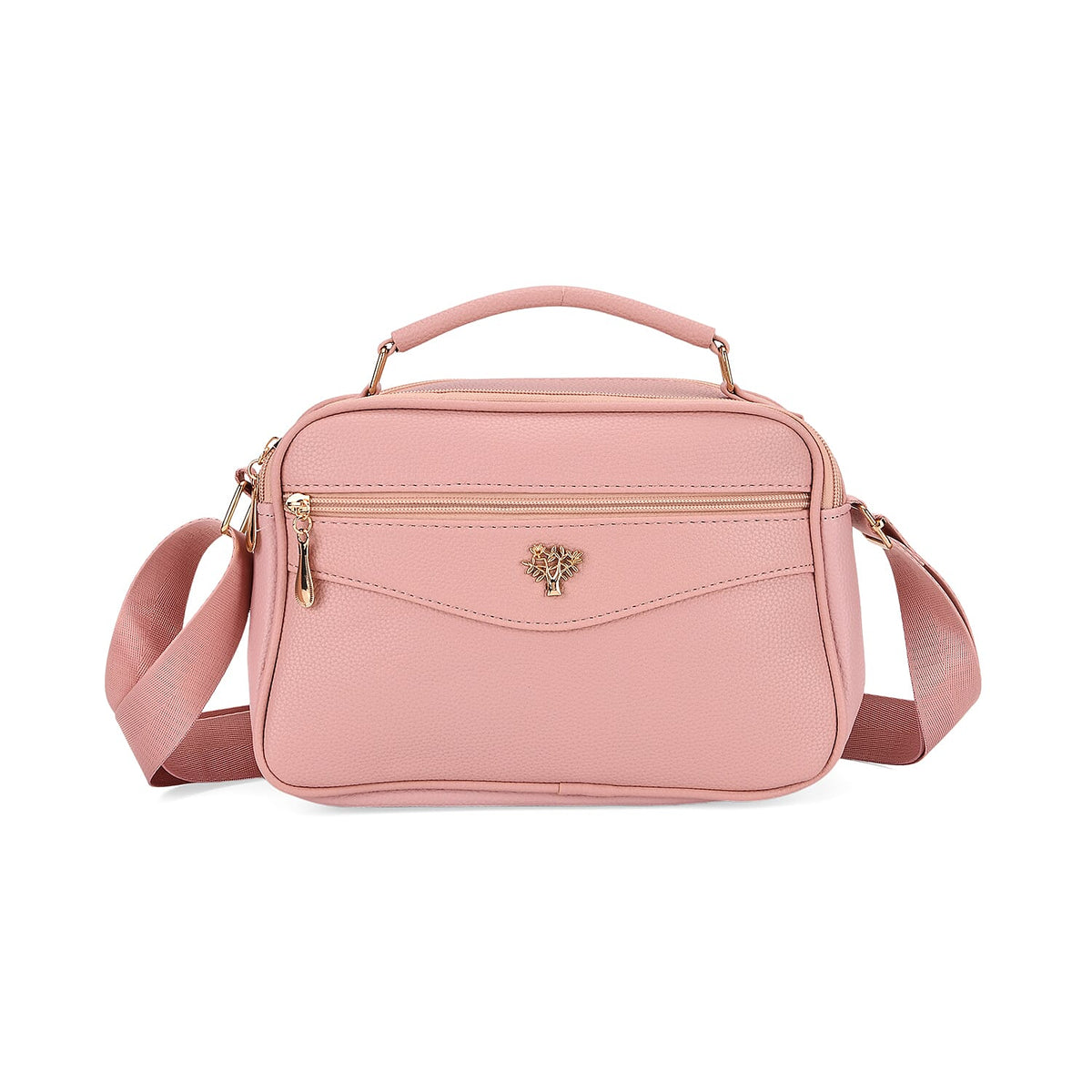 New Collection- Boxy Shape Crossbody Bag with Top Handle - Pink 8130677 0