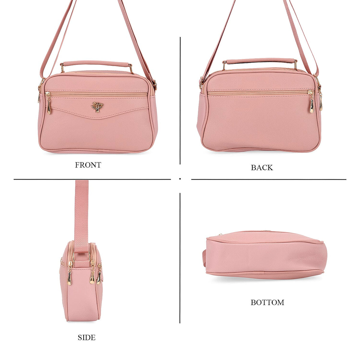New Collection- Boxy Shape Crossbody Bag with Top Handle - Pink 8130677 4
