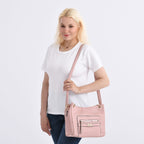 Satchel Handbag with Detachable Shoulder Strap - Pink