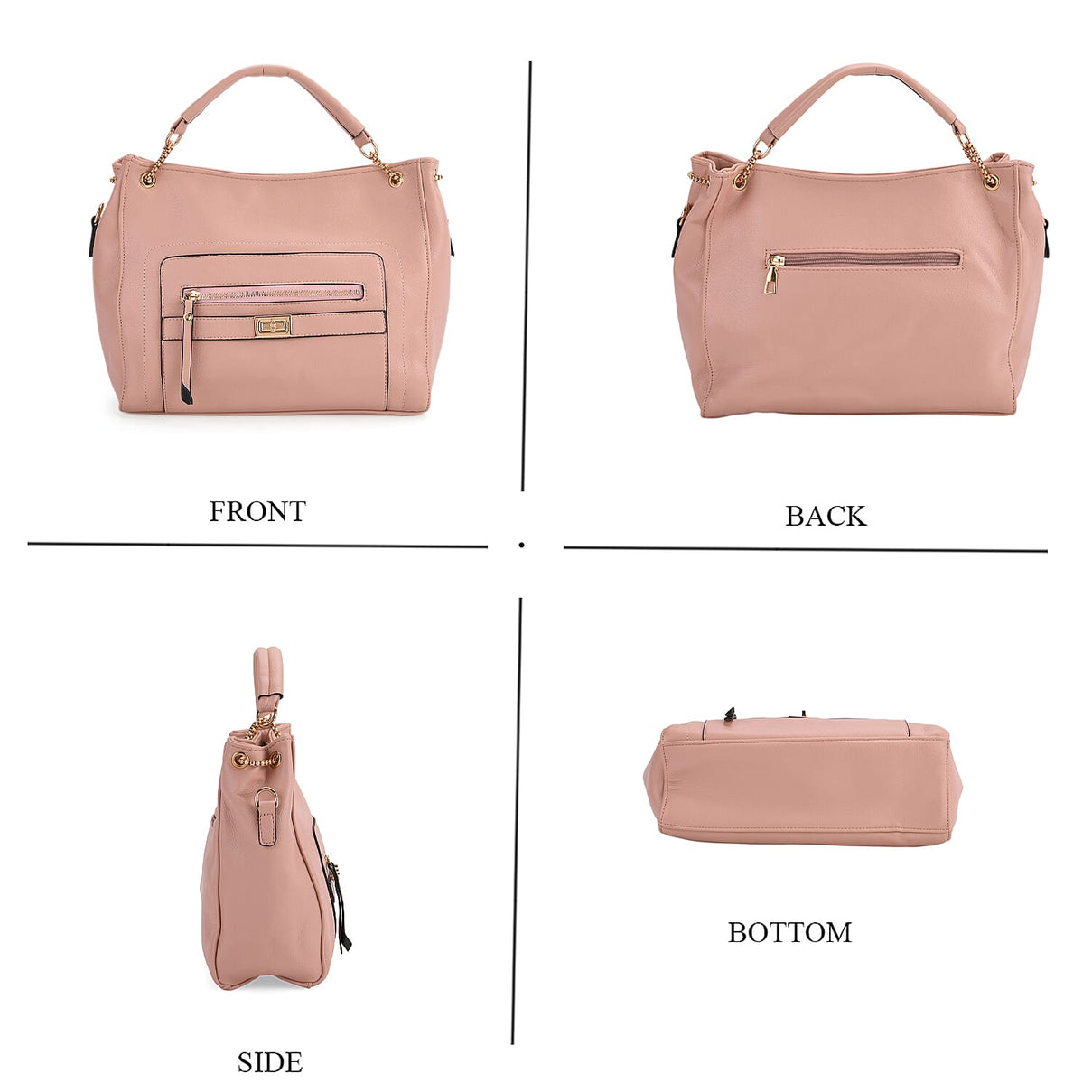 Satchel Handbag with Detachable Shoulder Strap - Pink 8025195 4