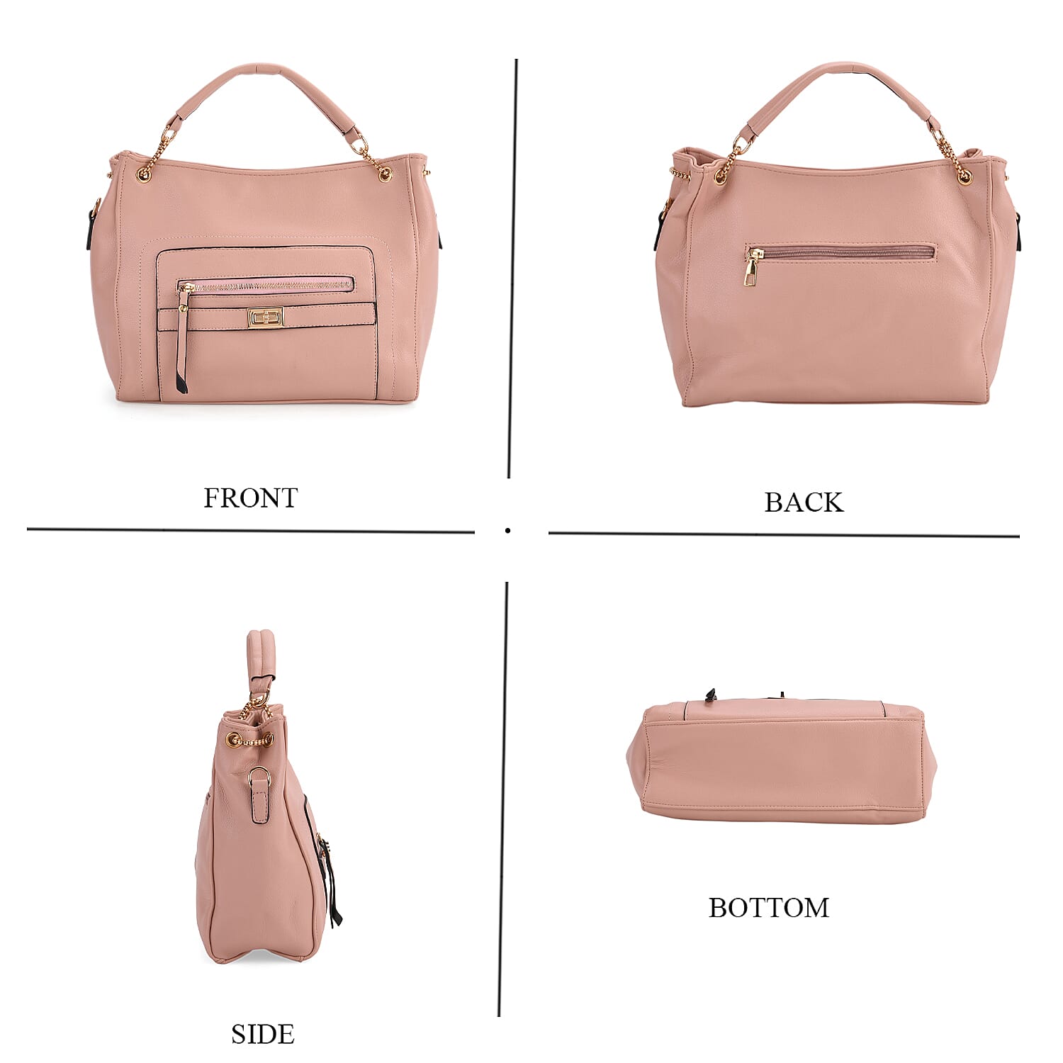 Satchel Handbag with Detachable Shoulder Strap - Pink 8025195 4